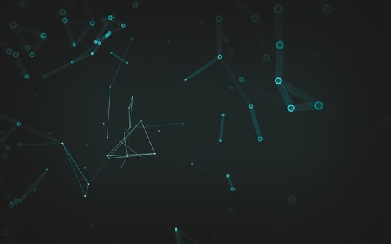 Abstract polygonal space low poly dark background with connecting dots and lines. Connection structure. 3d rendering