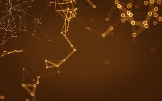 Abstract polygonal space low poly dark background with connecting dots and lines. Connection structure. 3d rendering