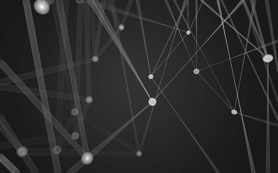 Abstract polygonal space low poly dark background with connecting dots and lines. Connection structure. 3d rendering