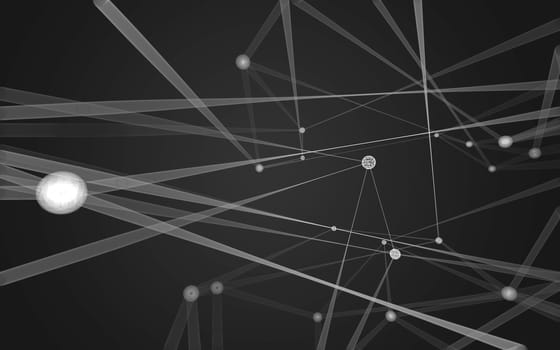 Abstract polygonal space low poly dark background with connecting dots and lines. Connection structure. 3d rendering