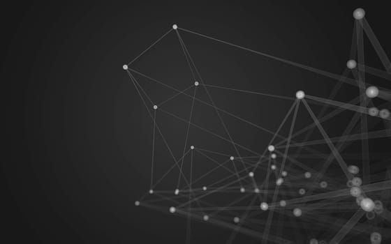 Abstract polygonal space low poly dark background with connecting dots and lines. Connection structure. 3d rendering