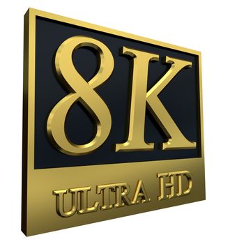 Ultra HD 8K icon isolated on white background, 3d illustration