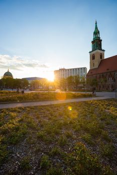 The Marienkirche (St Mary's Church) at Berlin Alexanderplatz in afternoon