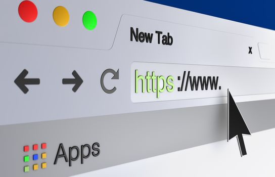 mouse arrow pointing the url in the web browser address bar