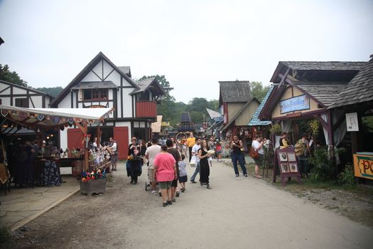 A medieval themed village at the New York Renaissance Faire Festival.