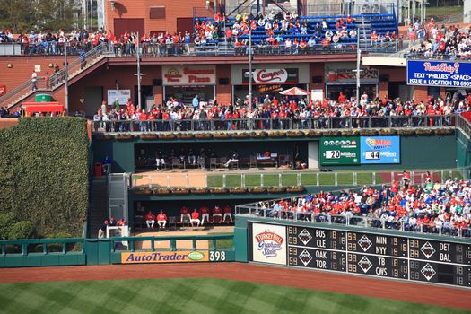 A view of the bullpens at Citizens Bank Park, home of the Philadelphia Phillies.