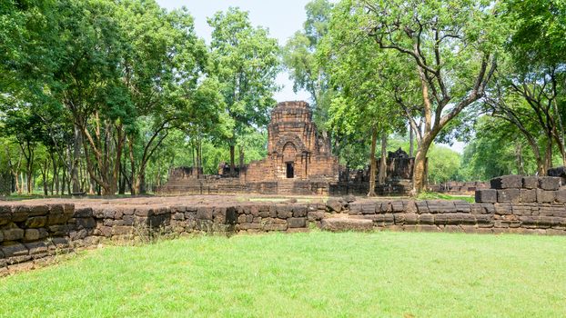 Prasat Mueang Sing Historical Park, Remains buildings of the ancient Khmer style temple attraction famous cultural in Sai Yok District, Kanchanaburi Province, Thailand, 16:9 wide screen