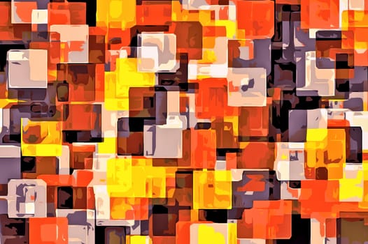 orange yellow and black square painting abstract background