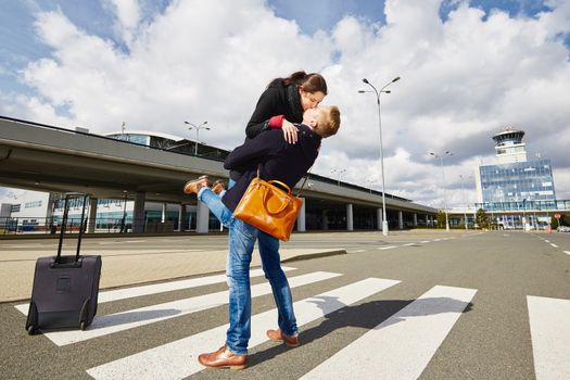 Young Couple Met at the airport, Prague 