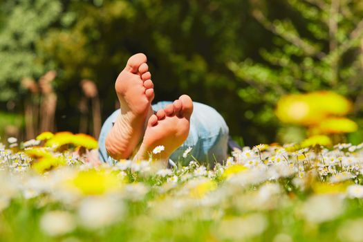 Young man is enjoying sunny day