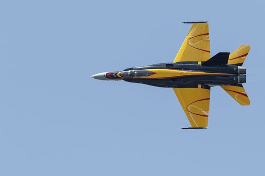 An F-18 Hornet jet fighter in flight