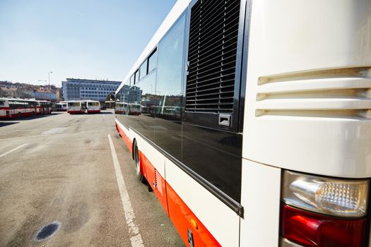 Buses are waiting at the bus station 