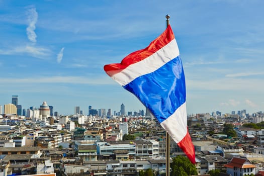 Flag of Thailand in Bangkok - selective focus