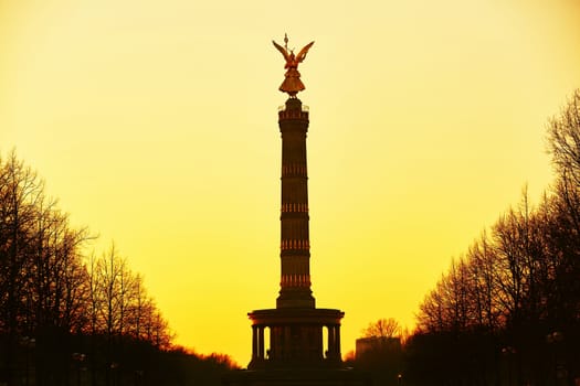 The Victory Column at sunset, Berlin, Germany 