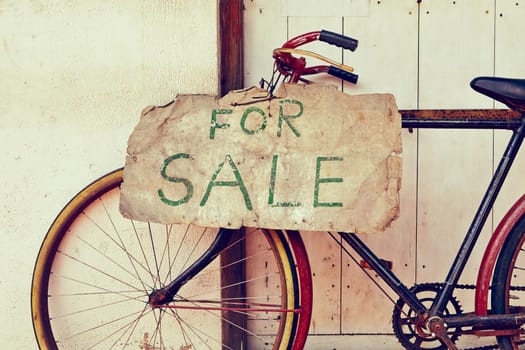 Abandoned bicycle for sale - retro color