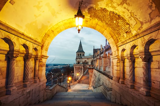 Fisherman's Bastion - dawn in Budapest, Hungary