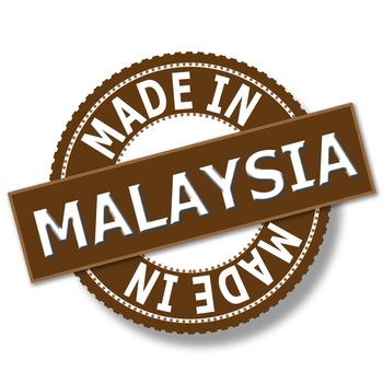 Made in Malaysia brown round vintage stamp, 3D rendering