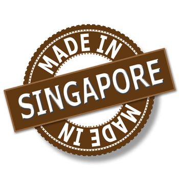Made in Singapore brown round vintage stamp, 3D rendering
