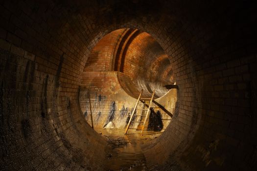 Underground old waste system in Prague, Czech republic. 