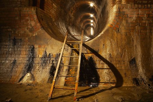 Underground old waste system in Prague, Czech republic. 