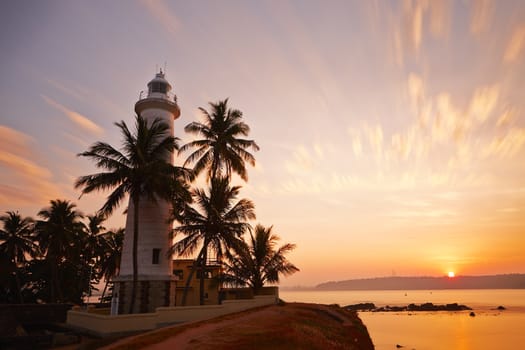Lighthouse in fort in Galle at sunrise - Sri Lanka 