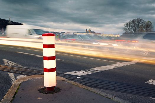 Evening traffic in the city, Prague - selective focus