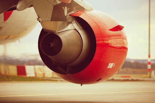 Hot air behind the aircraft engine.