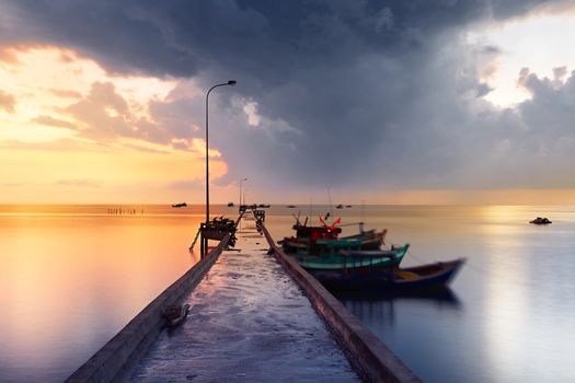 Pier in fishing village - Phu Quoc island, Vietnam