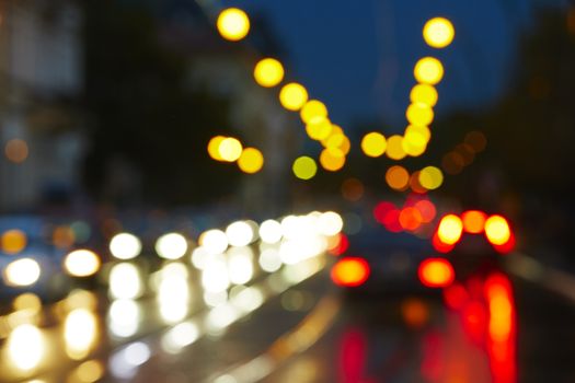 Night traffic lights of the city 