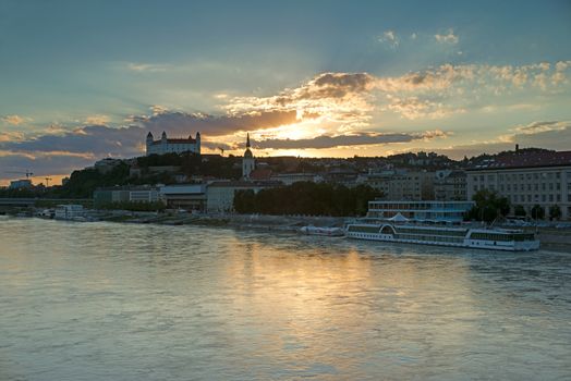 View on Bratislava castle and river Danube - Slovakia