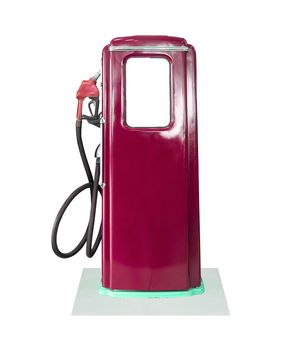 Old brown petrol gasoline pump isolate on white background