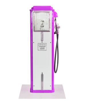 Old purple petrol gasoline pump isolate on white background