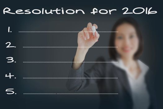 Beautiful businesswoman resolutions for 2016 / New Year Goals List