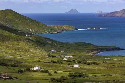 The scenic coastline on a part of the 'Ring of Kerry'. This is a 179km long circular tourist route in County Kerry, southwest Ireland.