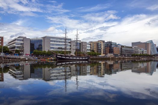 The River Liffey and part of the Dublin waterfront - Dublin in the Republic of Ireland.