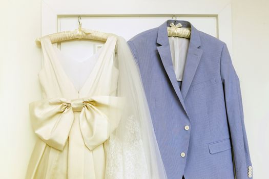Wedding accessories - dress for the bride and groom's suit