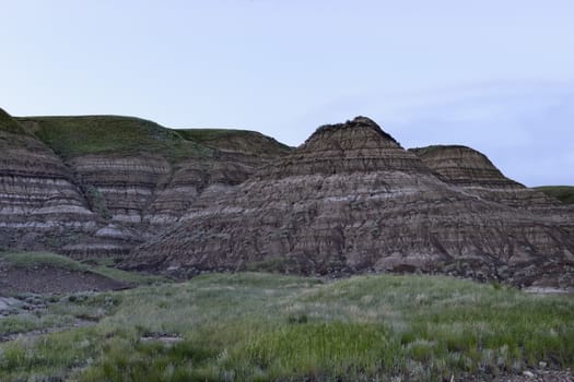 Drumheller Badlands in soft twilight, Alberta, Canada