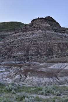 Drumheller Badlands in soft twilight, Alberta, Canada