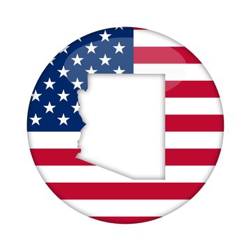 Arizona state of America badge isolated on a white background.