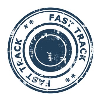 Fast track business concept rubber stamp isolated on a white background.