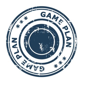 Game Plan business concept rubber stamp isolated on a white background.