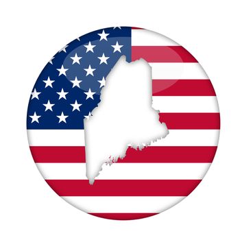 Maine state of America badge isolated on a white background.