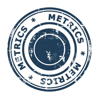 Metrics business concept rubber stamp isolated on a white background.