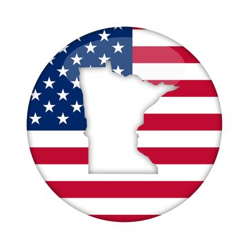 Minnesota state of America badge isolated on a white background.