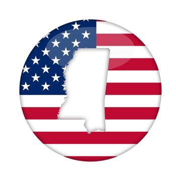 Mississippi state of America badge isolated on a white background.