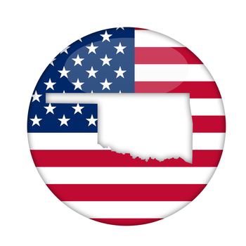 Oklahoma state of America badge isolated on a white background.