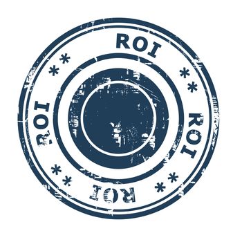 ROI business concept rubber stamp isolated on a white background.