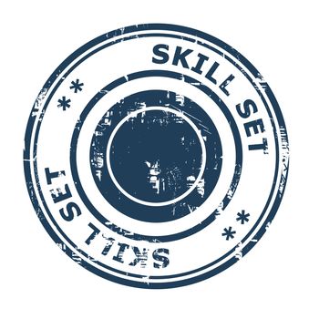 Skill set business concept rubber stamp isolated on a white background.