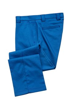 Light blue pants, trousers for man on white background