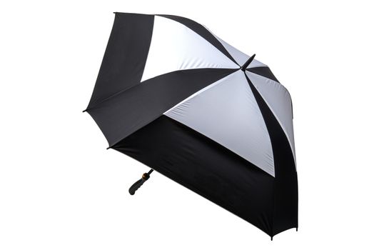 Golf Umbrella Black and White Isolated on White Background